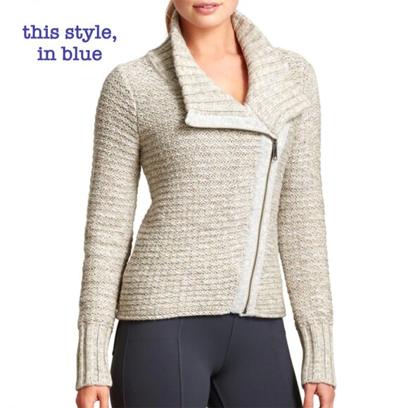 Athleta Merino Wool Sweater CHILL Textured Zip Front - Picture 3 of 11
